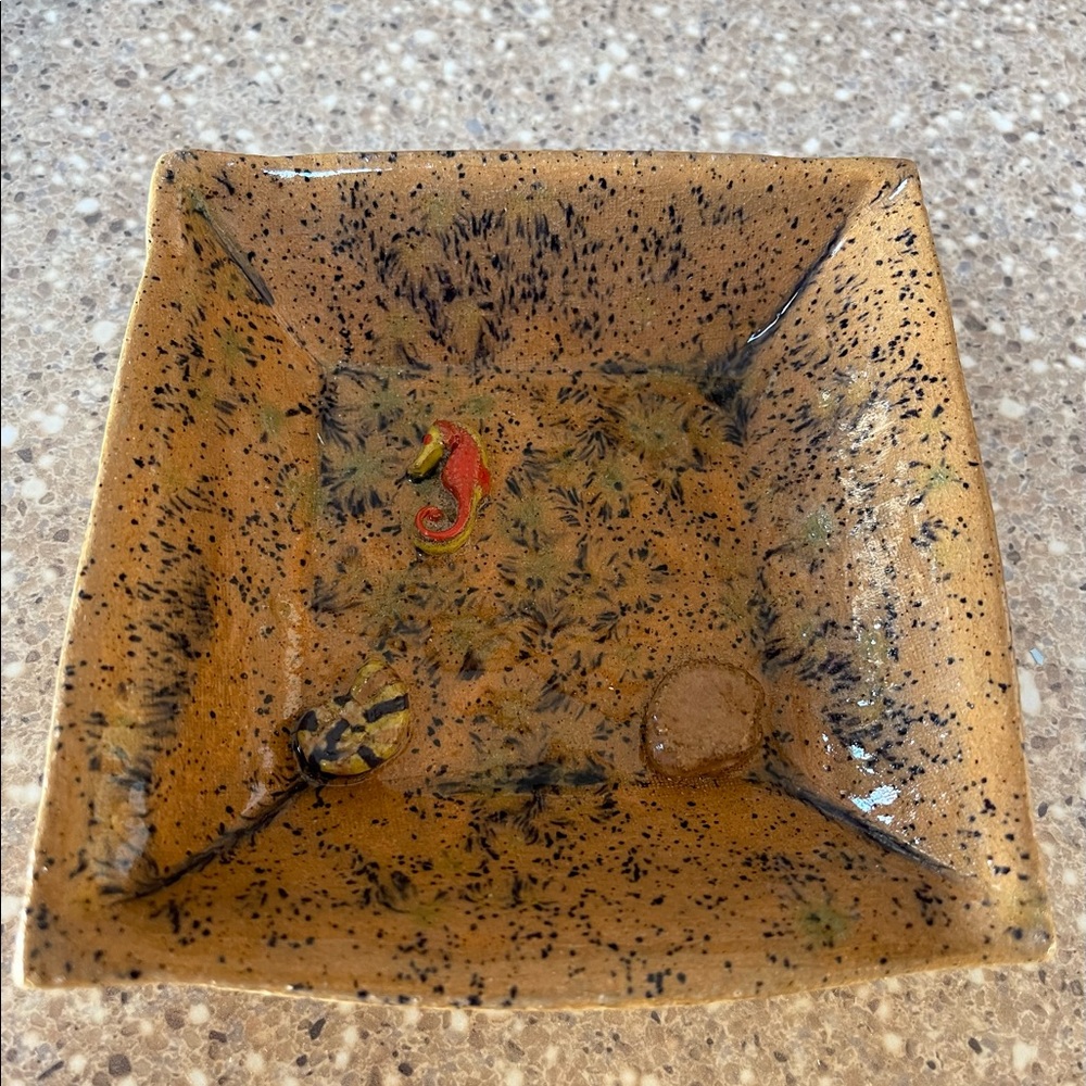 Party on the beach trinket tray handmade ceramic